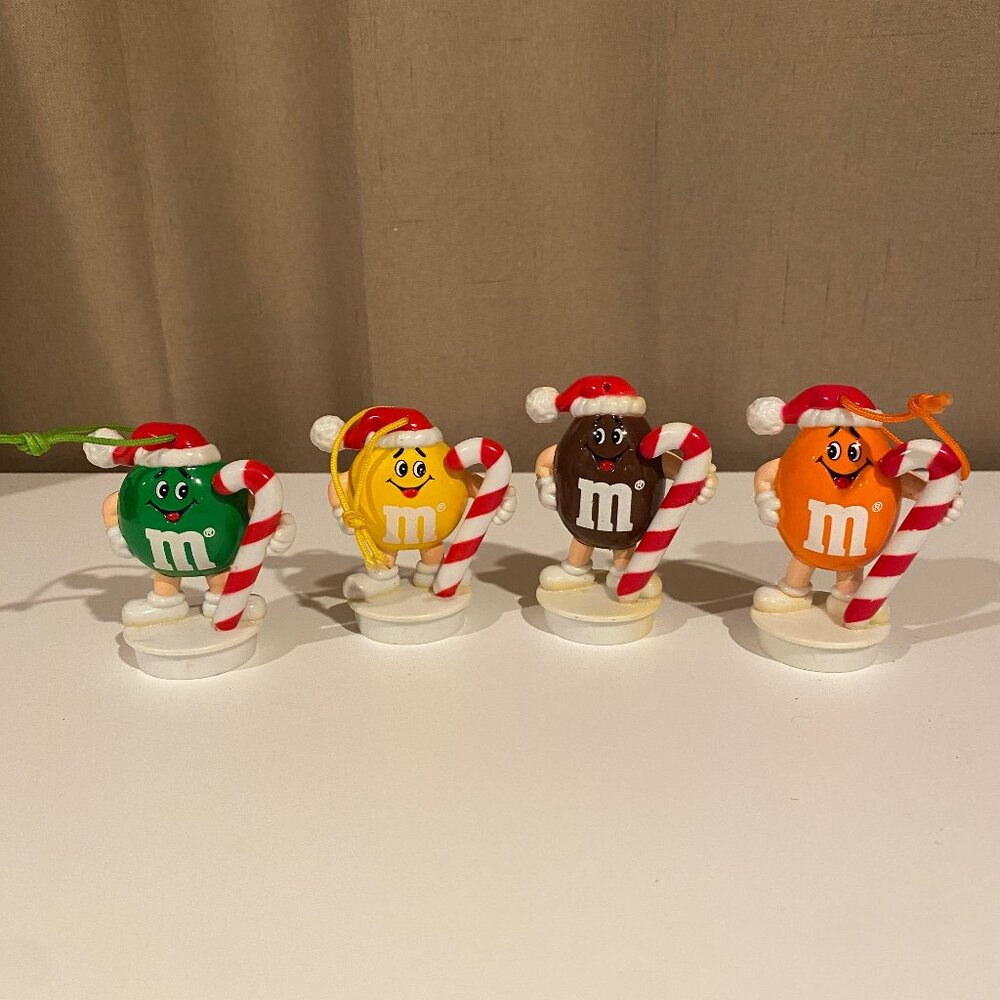 M&M’s Holiday Christmas Ornaments Set of 4‎ Figurines Candy Cane 2.5